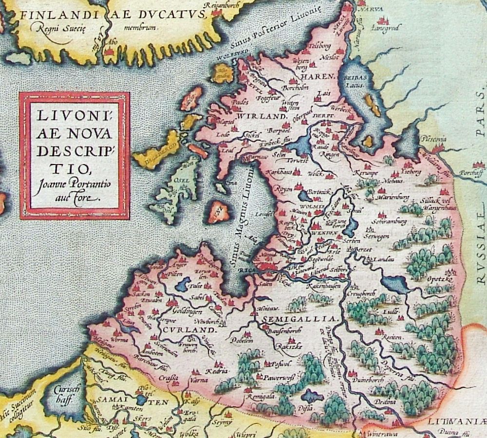 Карта, Ливонии, атлас, Абрахама Ортелия, XVI век